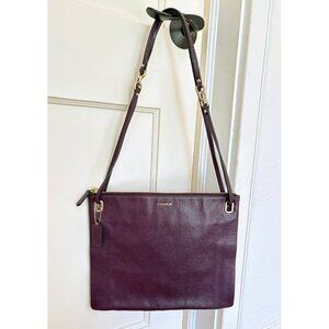 Coach Pebbled Leather Flat Crossbody in Plum Purple